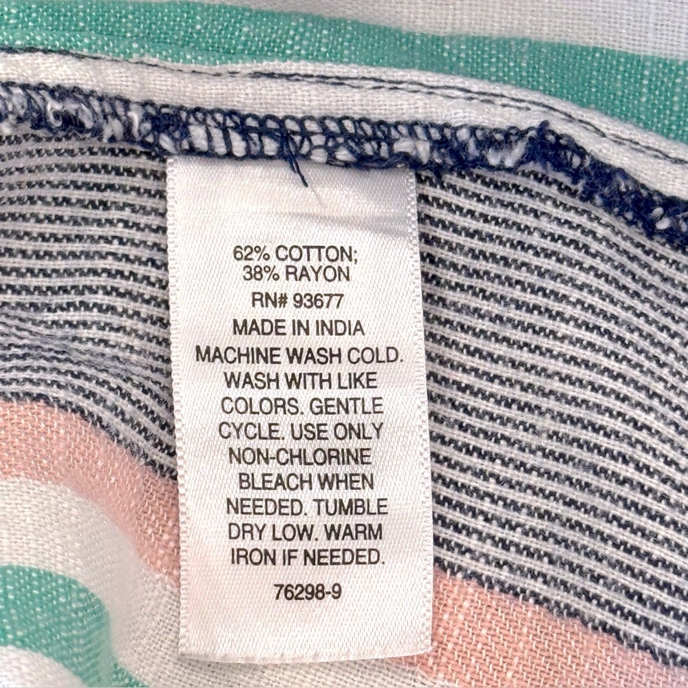 a.n.a A NEW APPROACH Sz S Striped Button Front Short Sleeve Cotton/Rayon Shirt - Picture 9 of 10